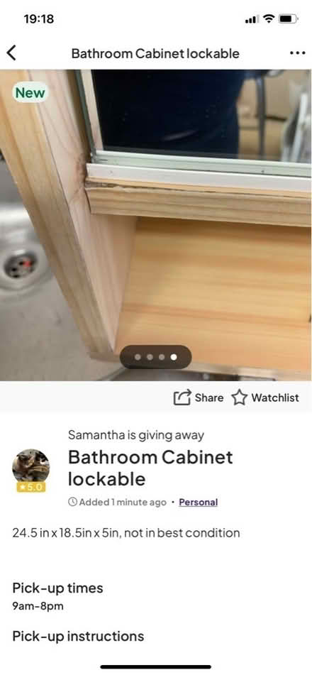 Photo of free Lockable Bathroom Cabinet (Colney Hatch N10) #2