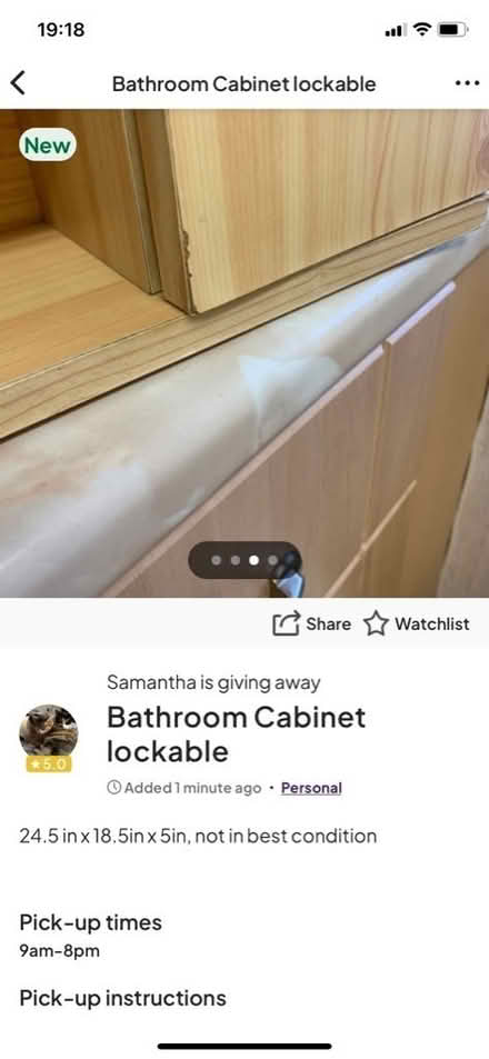 Photo of free Lockable Bathroom Cabinet (Colney Hatch N10) #4