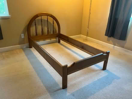 Photo of free Twin Solid Wood Bed + Box Spring (Lindenwood) #1