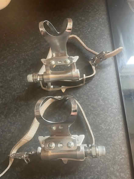 Photo of free FW Evans cycling pedals with toe-clips and leather straps (Sutton Pools OX14) #2