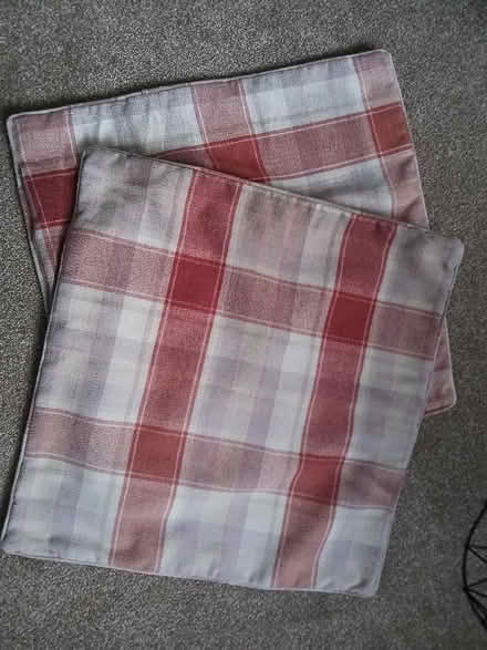Photo of free 2 large check cushions covers (Wallisdown BH12) #1