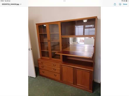 Photo of free Vintage S form wood display cabinet (Stroud) #3