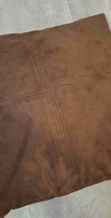 Photo of free Brown suede cushion (Boughton Monchelsea ME17) #2