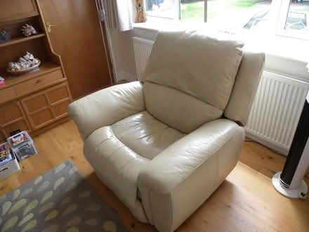 Photo of free La Z Boy electric recliner armchair, beige leather (Waverton CH3) #1