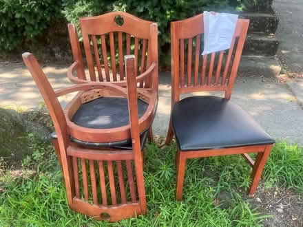 Photo of free 3 brown/black dining chairs (Arlington Heights) #1