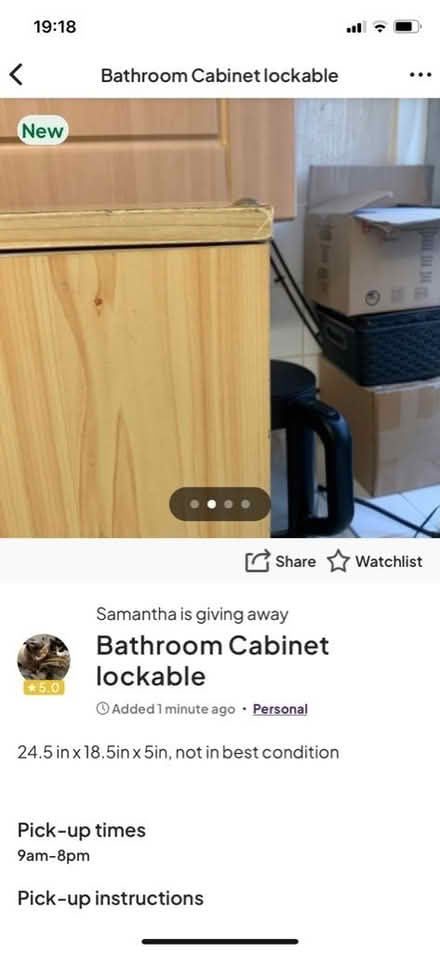 Photo of free Lockable Bathroom Cabinet (Colney Hatch N10) #3