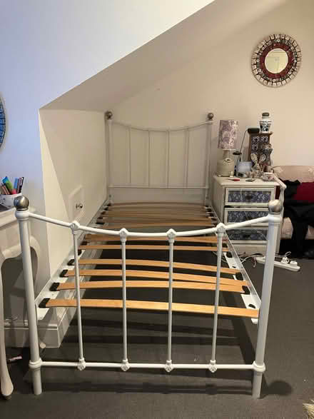 Photo of free White iron single bed frame (Clapham, SW4) #1