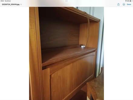 Photo of free Vintage S form wood display cabinet (Stroud) #4