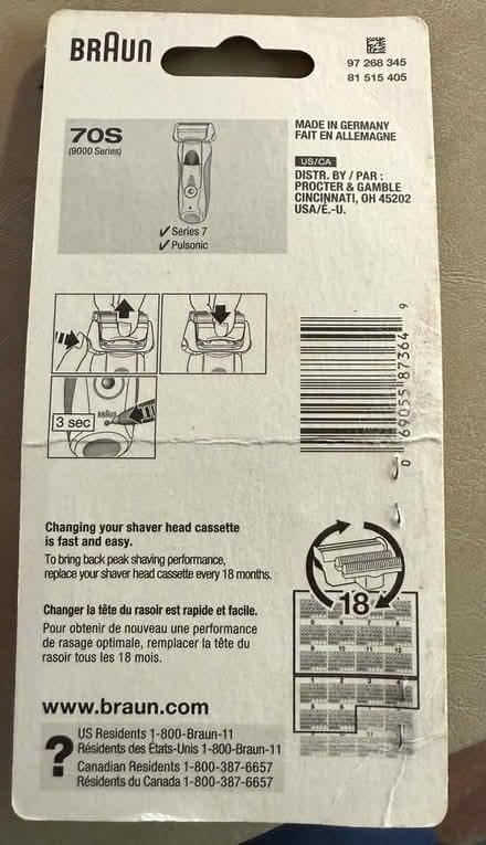 Photo of free Braun electric razor cassette #70S (Clarkson - Lakeshore/Southdown) #2