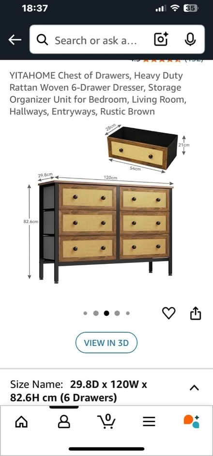 Photo of free Chest of six drawers (BA2) #3