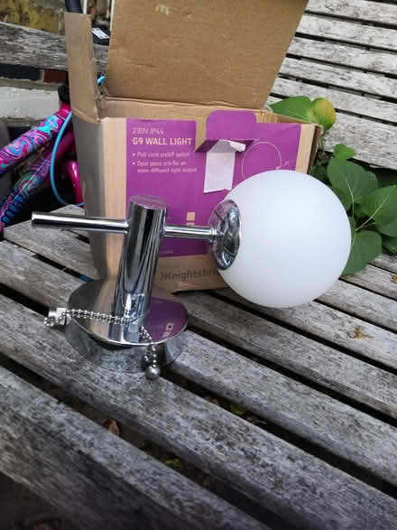 Photo of free Pull Cord wall light chrome with glass orb (Temple Street OX4) #1