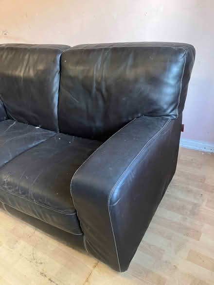 Photo of free Dark brown leather 2 seater sofa (Beacontree Heath RM10) #1
