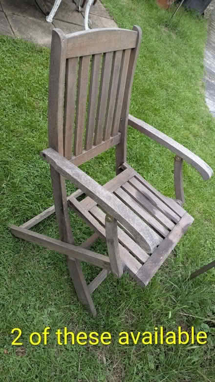 Photo of free Two wooden garden chairs (DA7 Bexleyheath) #2