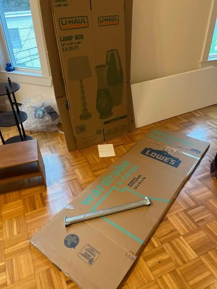 Photo of free Moving boxes - wardrobe and lamp (Cambridgeport) #1