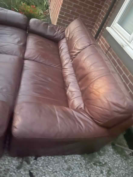 Photo of free 2 x 3 seater leather sofas (Harleston IP209) #1