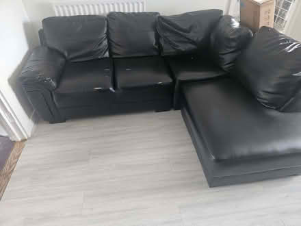 Photo of free Black Leather L Shape Sofa (Turnford EN10) #2