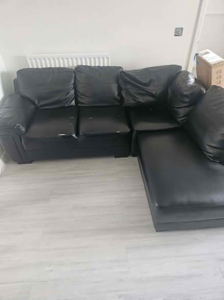 Photo of free Black Leather L Shape Sofa (Turnford EN10) #4