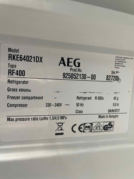 Photo of free AEG tall fridge (Southbourne, PO10) #3