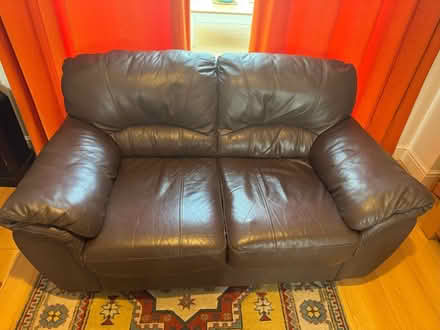 Photo of free Faux Leather Settee (Brown) (Timsbury) #1
