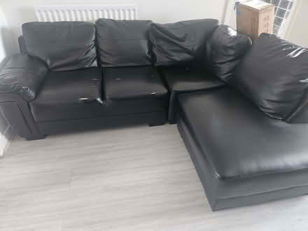Photo of free Black Leather L Shape Sofa (Turnford EN10) #1
