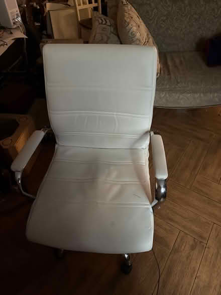 Photo of free Faux leather white chair (Livingston, NJ) #1