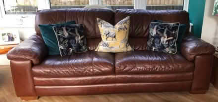 Photo of free 2 x 3 seater leather sofas (Harleston IP209) #3