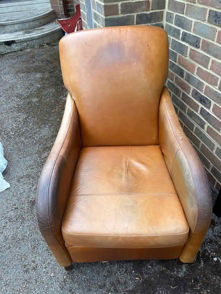 Photo of free Tan Leather Reclining Armchair (Michelmersh, Romsey) #2