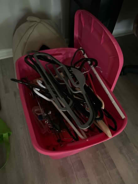 Photo of free Pink Storage Bin with Hangers (Aspen Hill) #1