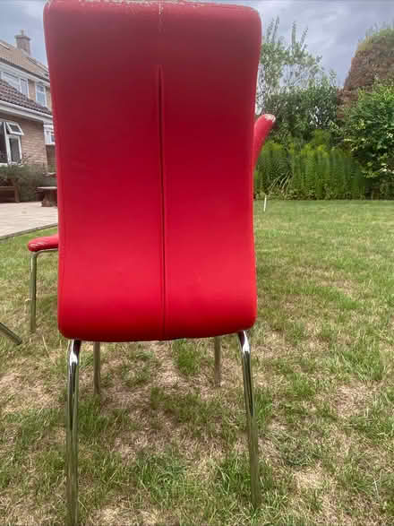 Photo of free 10 x red faux leather dining chairs (Queen Edith's Ward CB1) #3