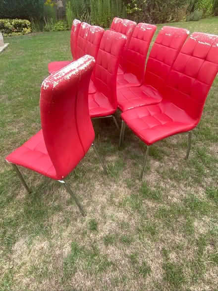 Photo of free 10 x red faux leather dining chairs (Queen Edith's Ward CB1) #2