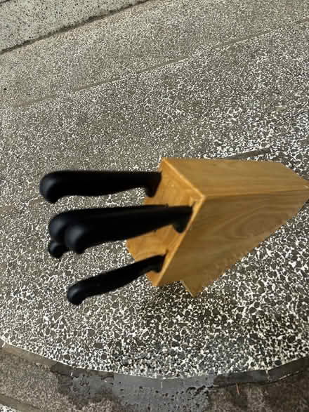 Photo of free Wood Knife Block and Knives (Michelmersh, Romsey) #2