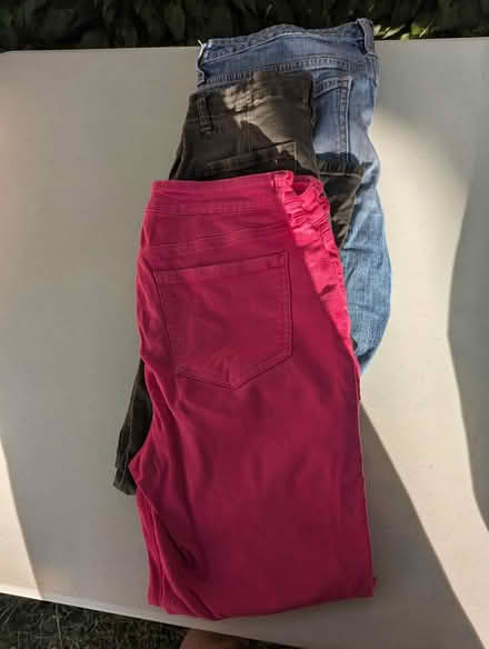 Photo of free colorful jeans, womens L (Davis Square Somerville) #1
