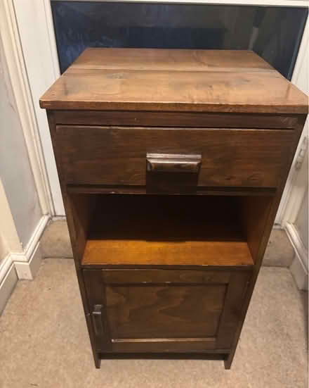 Photo of free Solid wood small side table/cabinet with a drawer (Lemsford AL8) #1