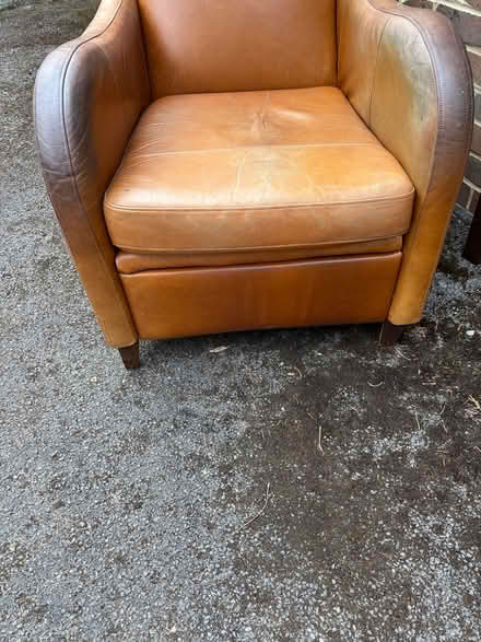 Photo of free Tan Leather Reclining Armchair (Michelmersh, Romsey) #3