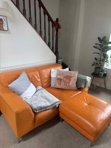 Photo of free Orange Sofa and matching pouffe (Chapel Allerton LS7) #1