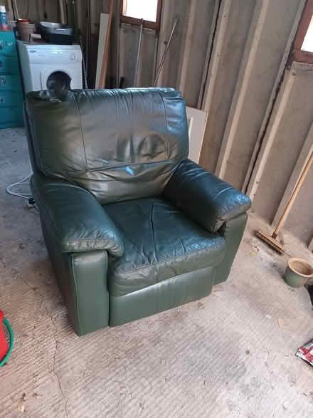 Photo of free Green leather recliner (Robbertown, WF15) #1