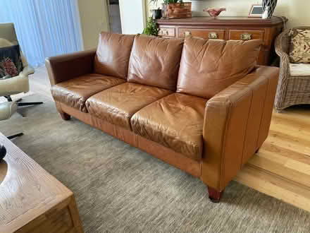 Photo of free Tan leather 3 seater couch (Mccrae vic 3938) #1