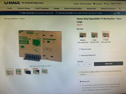 Photo of free TV Moving Box (XL - Expandable) (Lowry Crossing) #1