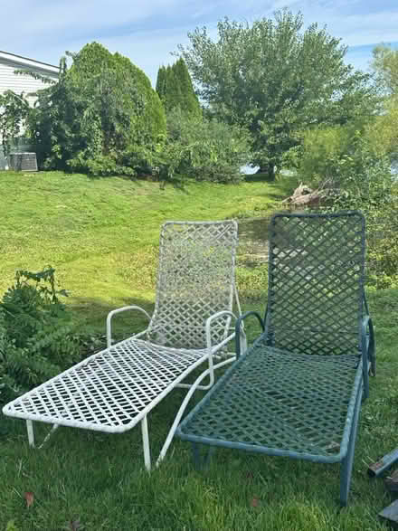 Photo of free 2 metal frame outdoor lounge chairs (Regency Lakes, Winchester) #1