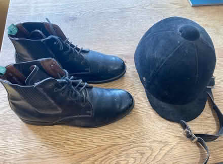 Photo of free Riding Boots UK6.5 and Helmet 6 7/8 (Old) (Yateley GU46) #1
