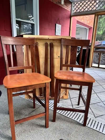 Photo of free Wood Small Hightop table/2 chairs (South Hills) #1