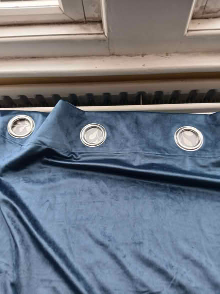 Photo of free Pair navy blue velvet feel curtains (Earlsfield SW18) #1