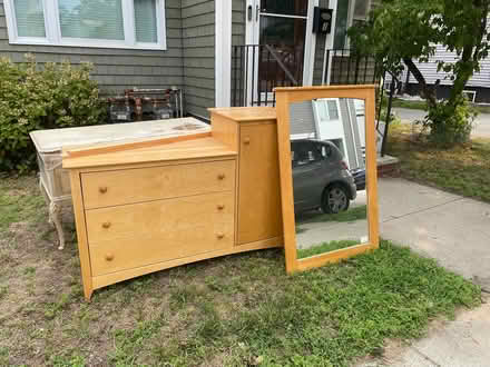Photo of free oak dresser w. mirror also vanity (hillside below Tufts) #1