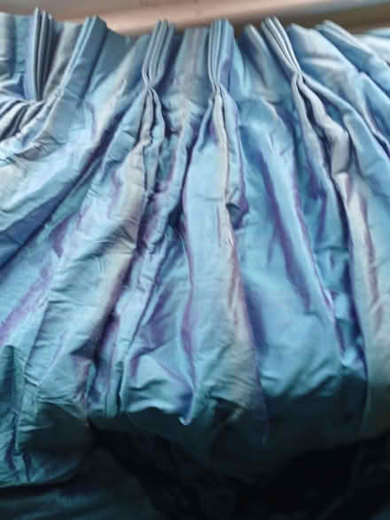 Photo of free Teal coloured thick padded silk door curtain (one) (Earlsfield SW18) #1