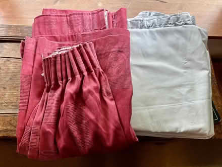 Photo of free Pair of red curtains with separate lining (Cookley DY10) #1