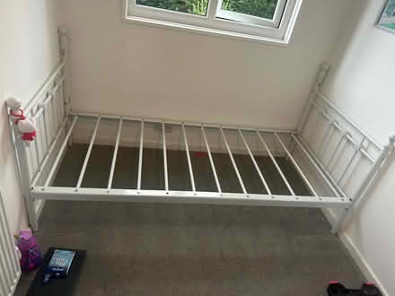 Photo of free Single white metal bed frame (CT2 8LL) #1