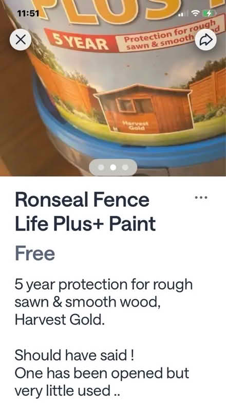 Photo of free Ronseal fence plus paint (Glasgow. G43) #2