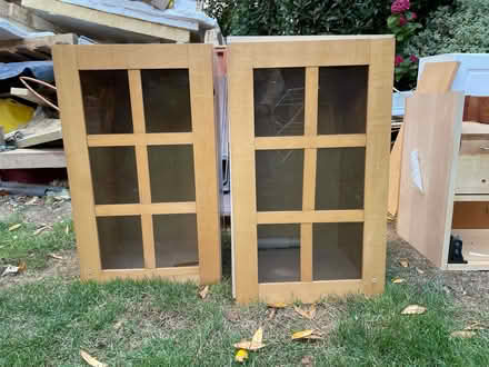 Photo of free Wood/ glass cabinets x2 (Billericay) #1