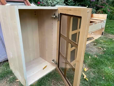 Photo of free Wood/ glass cabinets x2 (Billericay) #2