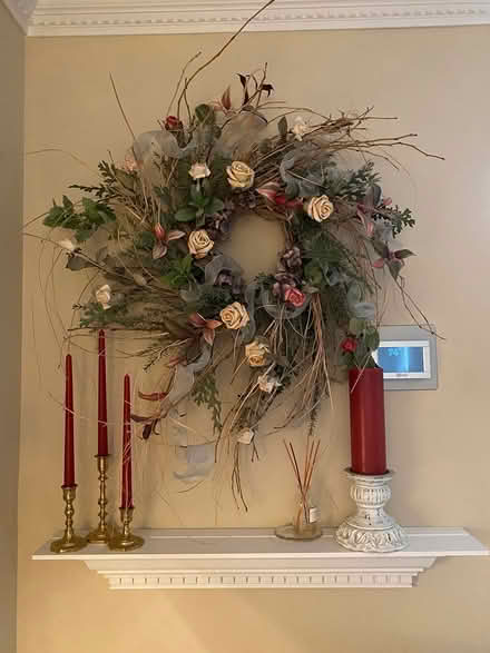 Photo of free Large artificial wreath w/ shelf (West Laurel) #1